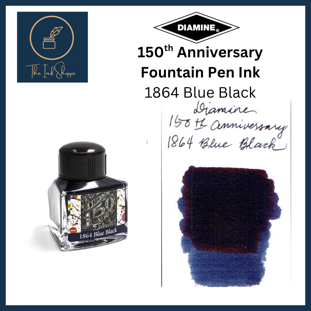 Diamine 150th Anniversary Fountain Pen Ink - 1864 Blue Black
