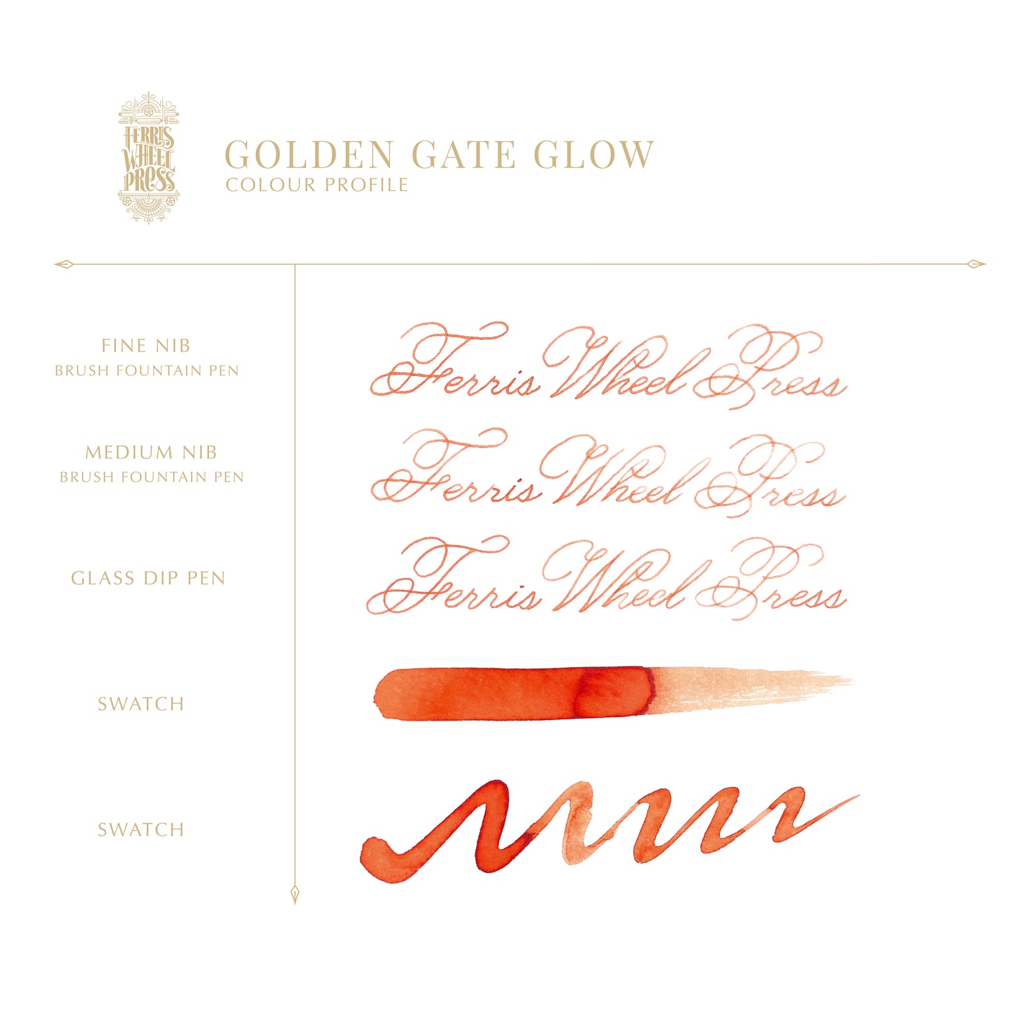 Ferris Wheel Press Fountain Pen Ink - Golden Gate Glow - The Ink Shoppe Philippines