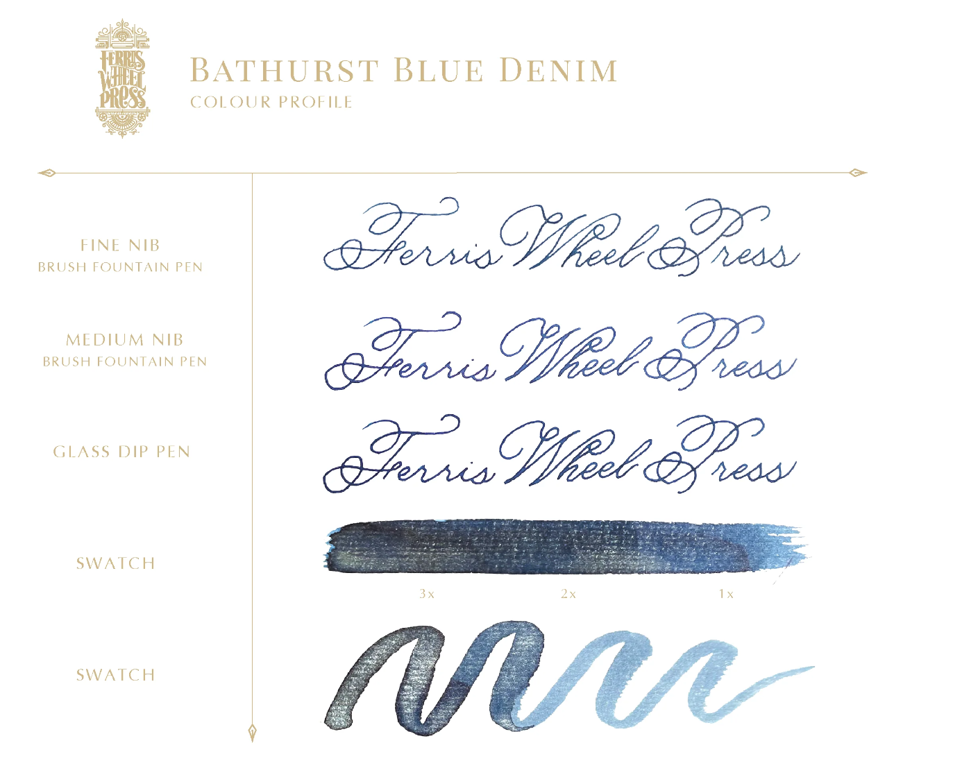 Ferris Wheel Press Fountain Pen Ink - Bathurst Blue Denim - The Ink Shoppe Philippines