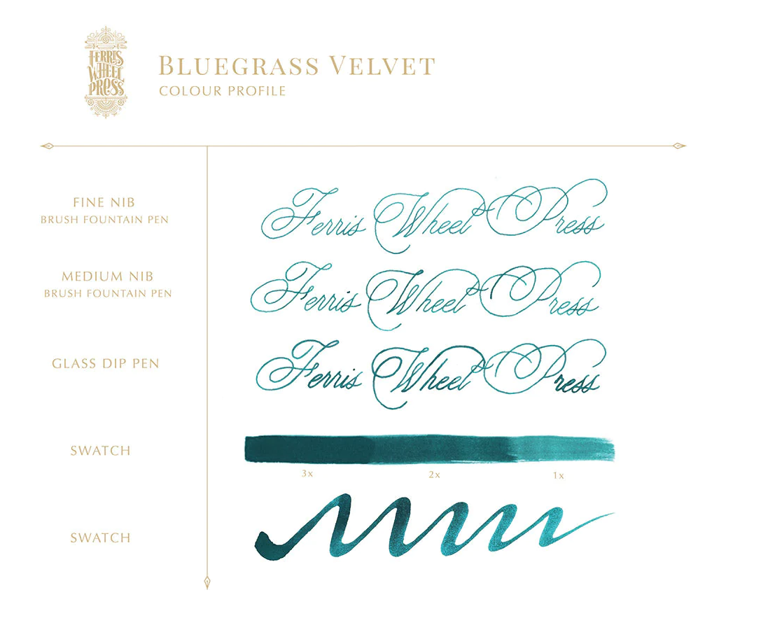 Ferris Wheel Press Fountain Pen Ink - Bluegrass Velvet - The Ink Shoppe Philippines