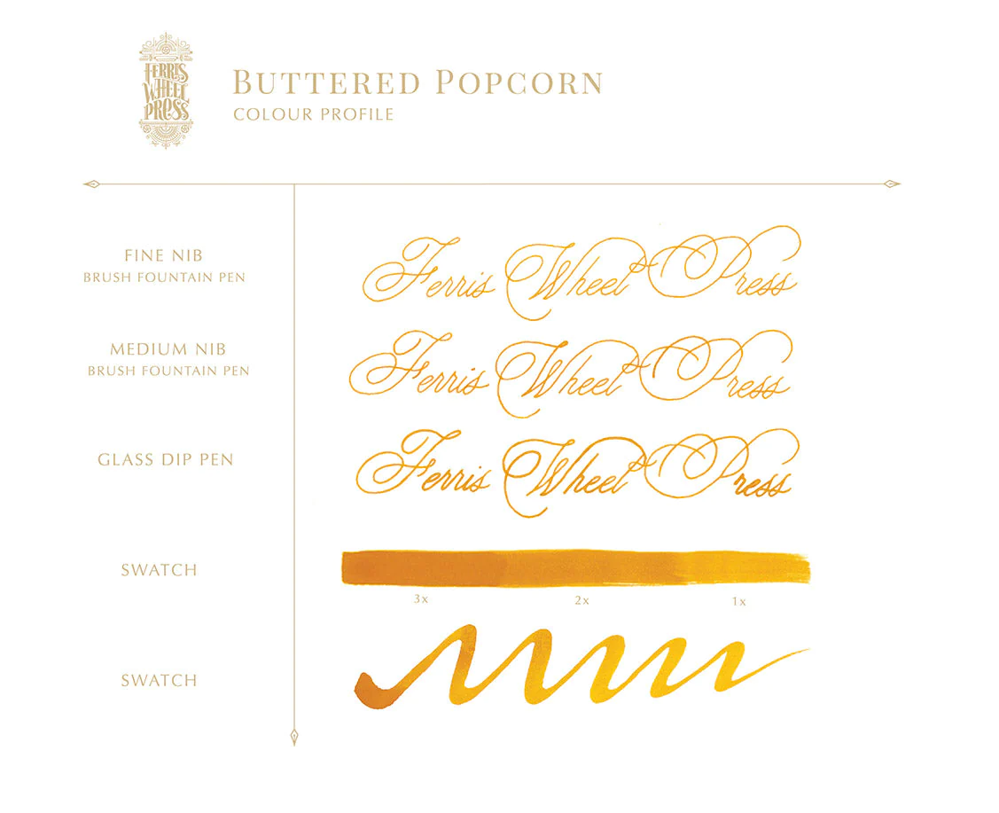 Ferris Wheel Press Fountain Pen Ink - Buttered Popcorn - The Ink Shoppe Philippines