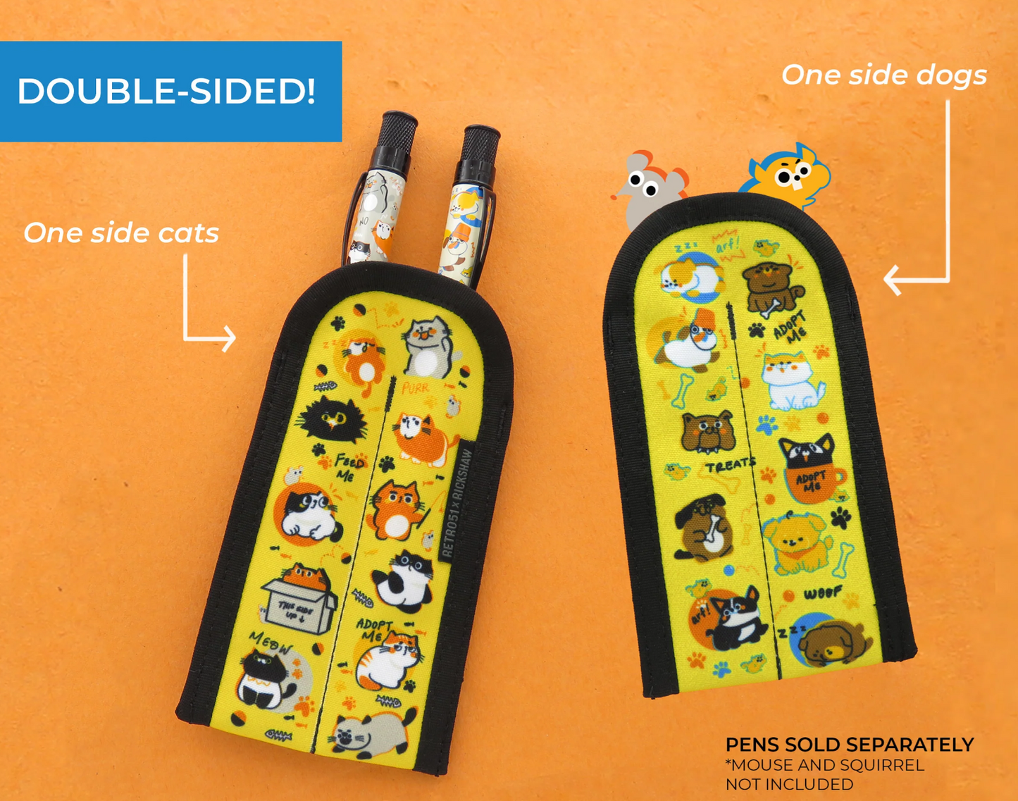 Retro 1951 x Rickshaw Bagworks - "Dog & Cat Rescue 5" Double Pen Sleeve - The Ink Shoppe Philippines