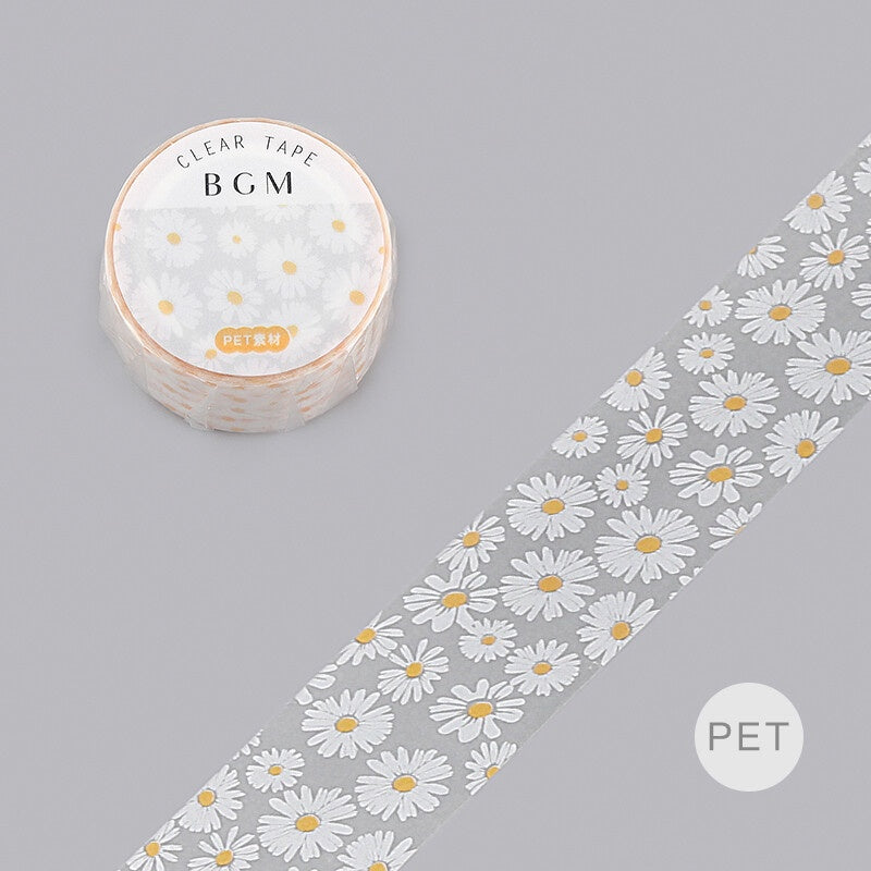 BGM Clear PET Tape FULL ROLL - Florals