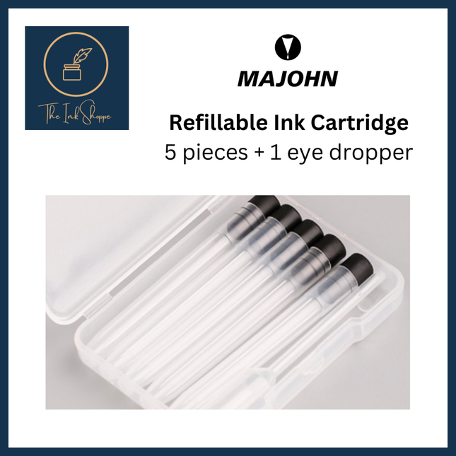 Majohn Fountain Pen Refillable Cartridge 5-pack with Eyedropper