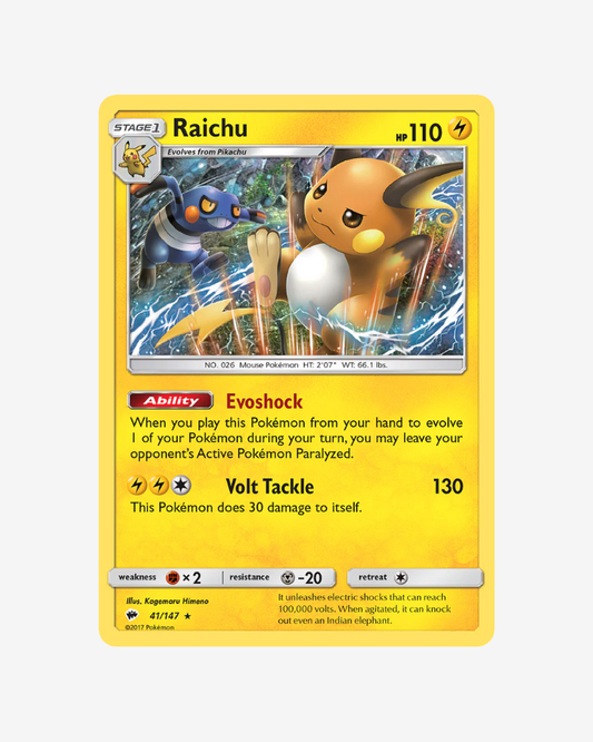 Pokémon TCG - Sun & Moon Burning Shadows Raichu Reverse Holo 41/147