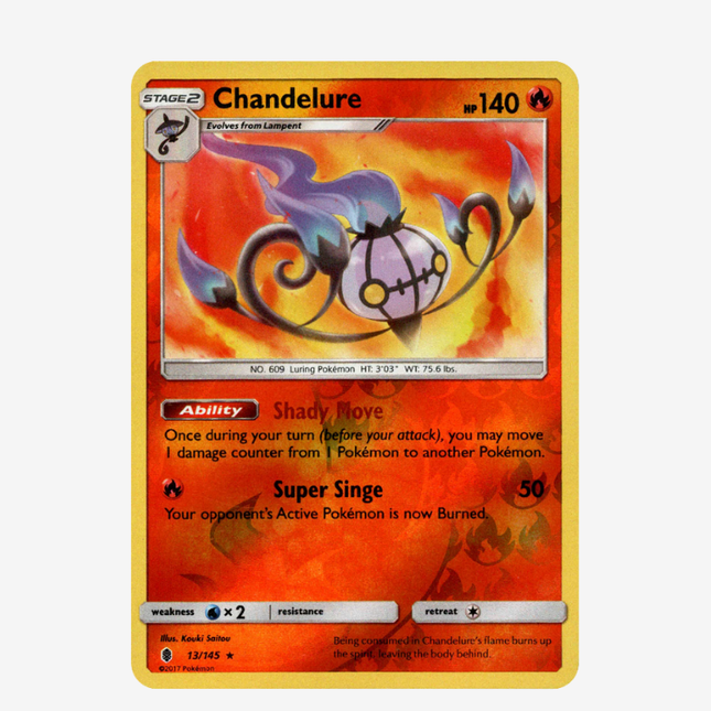 Pokémon TCG - Sun & Moon Guardians Rising Chandelure Reverse Holo 13/145