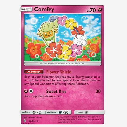 Pokémon TCG - Sun & Moon Guardians Rising Comfey Reverse Holo 93/145