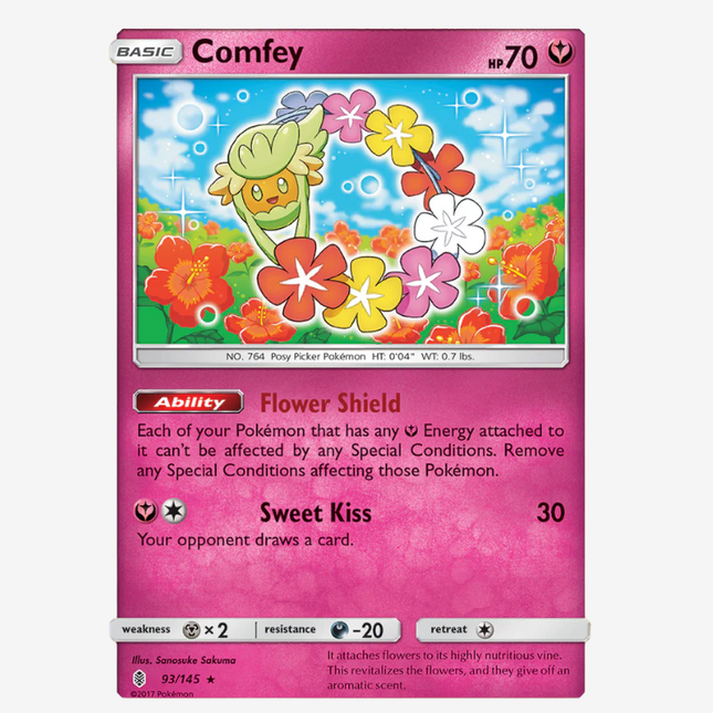 Pokémon TCG - Sun & Moon Guardians Rising Comfey Reverse Holo 93/145