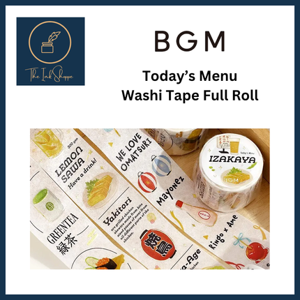 BGM Today's Menu 30mmx5m FULL ROLL Washi Tape