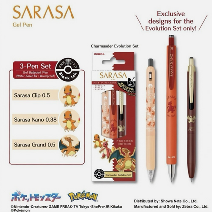 Zebra Pokemon 30th Anniversary Collaboration Sarasa 3-Pen Set