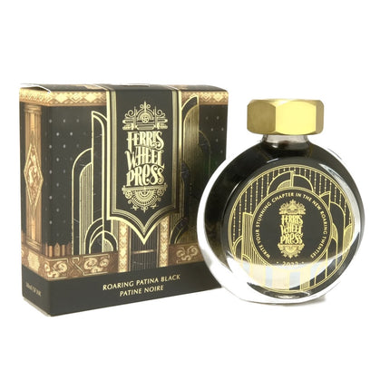 Ferris Wheel Press Ink Limited Edition in 38ml Bottle - Roaring Patina Black PARTIAL BOTTLE