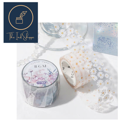 BGM Clear PET Tape FULL ROLL - Florals