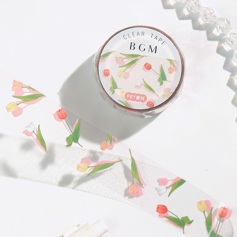 BGM Clear PET Tape FULL ROLL - Florals