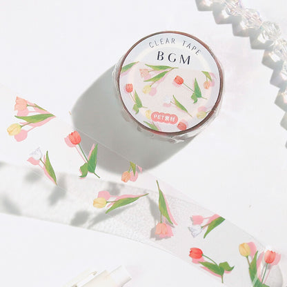 BGM Clear PET Tape FULL ROLL - Florals