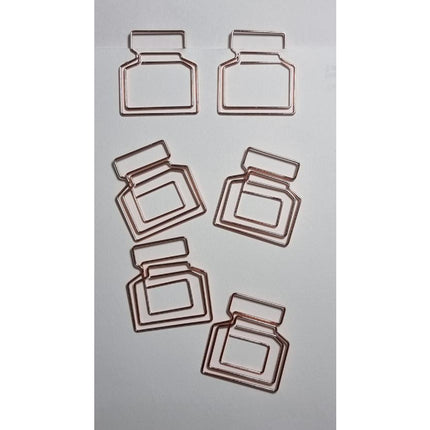 Rose Gold Paper Clips in Ink Bottle Shape - Pack of 6's