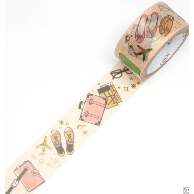 Saien Washi Tape 20mm w/ Gold Foil FULL ROLL