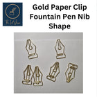 Gold Fountain Pen Nib-Shaped PAPER CLIPS - Pack of 6 pcs