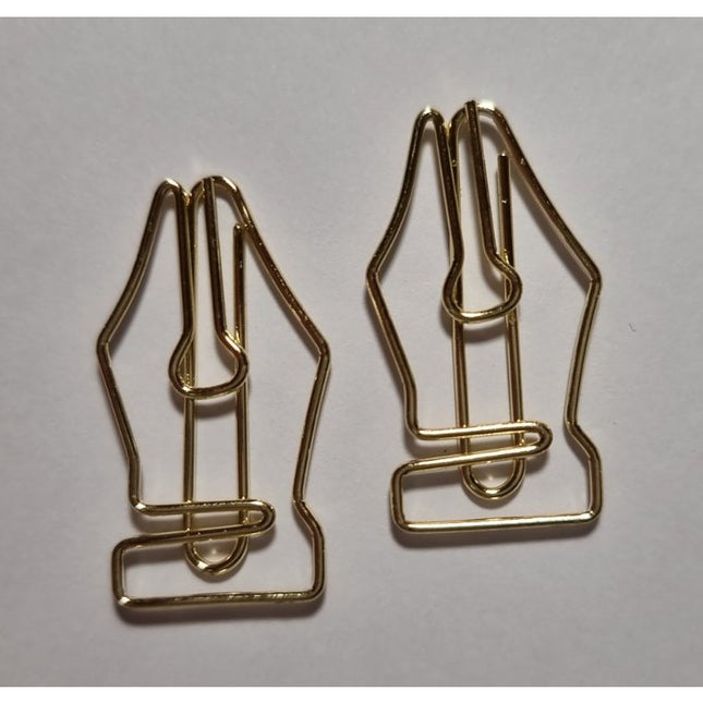 Gold Fountain Pen Nib-Shaped PAPER CLIPS - Pack of 6 pcs