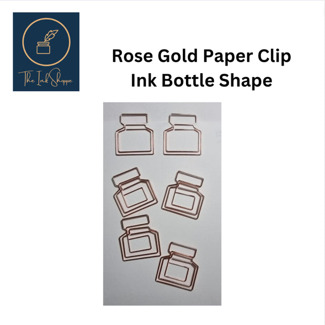Rose Gold Paper Clips in Ink Bottle Shape - Pack of 6's
