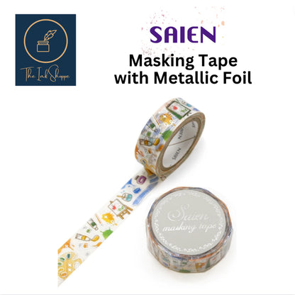 Saien Masking Tape 15mm x 7m FULL ROLL with Foil