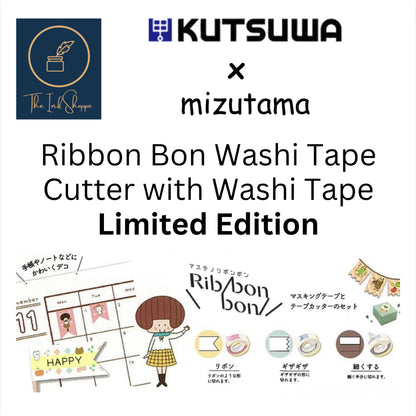 Kutsuwa Masteno Ribbon Bon x Mizutama Washi tape Cutter with Washi Tape