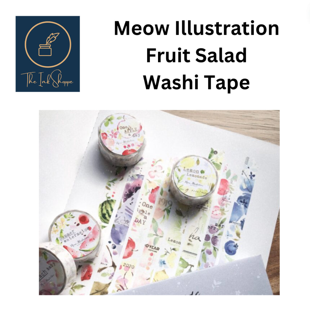 Meow Illustration Fruit Salad Washi Tape FULL ROLL