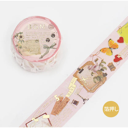 BGM 30mm x 5m Washi Tape with Goid-foil Stamping FULL ROLL