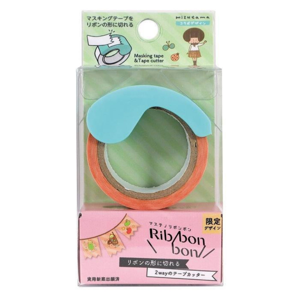 Kutsuwa Masteno Ribbon Bon x Mizutama Washi tape Cutter with Washi Tape