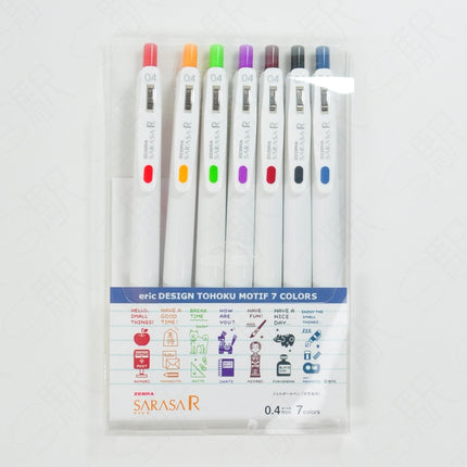 Zebra Sarasa R x Eric Design Tohoku Motif 7 Color Pen Set