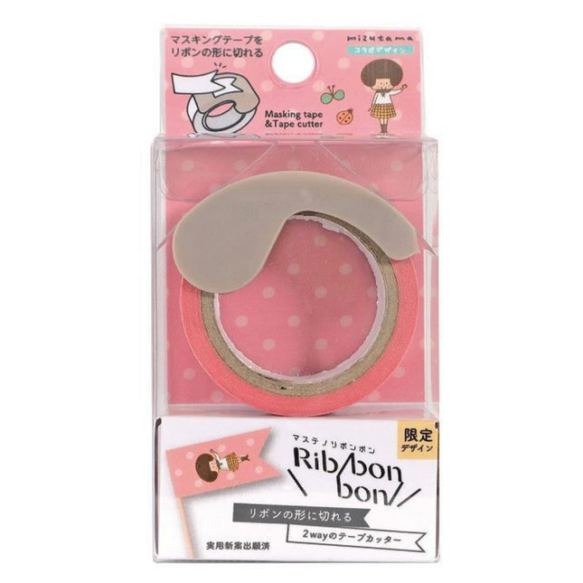 Kutsuwa Masteno Ribbon Bon x Mizutama Washi tape Cutter with Washi Tape