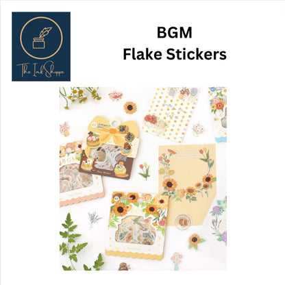 BGM Washi Flake Stickers - Sunflower, Flower Vase, Sweets