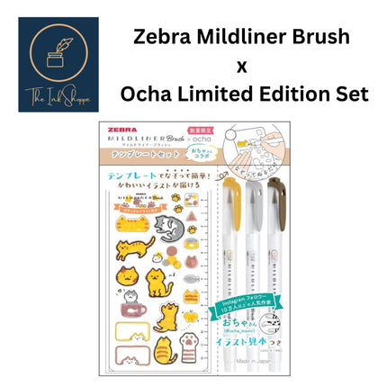 Zebra Mildliner Brush x Ocha Cat Limited Edition Set