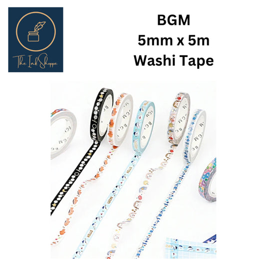 BGM 5mm x 5m Washi Tape with Foil Stamping
