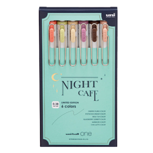 Uni-Ball One Limited Edition Night Cafe 0.38mm Gel Pen Set of 6