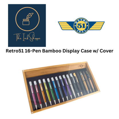 Retro 1951 16-Pen Bamboo Display Tray with Cover