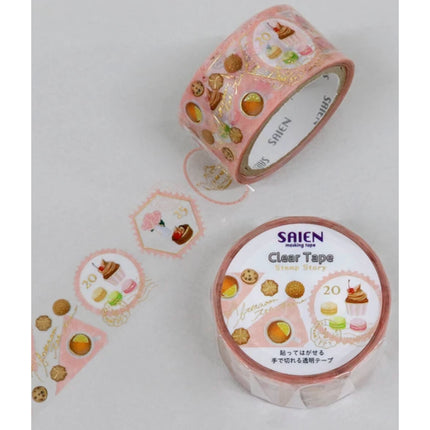 Saien Clear Tape Stamp Story Full Roll - Tea Party