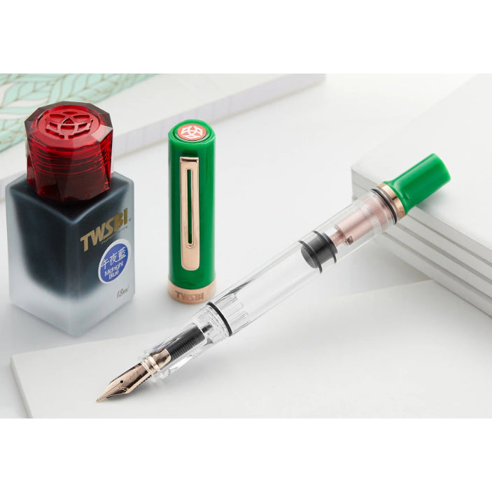 TWSBI ECO-T Royal Jade with Rose Gold Fountain Pen and Ink