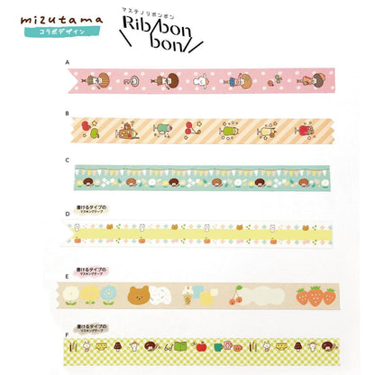 Kutsuwa Masteno Ribbon Bon x Mizutama Washi tape Cutter with Washi Tape