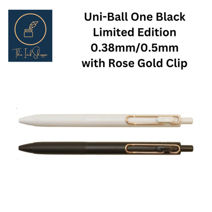 Uni-ball One 0.38/0.5mm Black Limited Edition w/ Rose Gold Clip Gel Pen