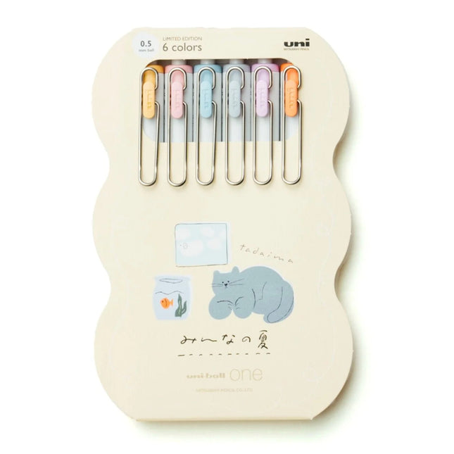 Uni-Ball One Soft Colors Summer Edition Gel Pen Set of 6 Colors