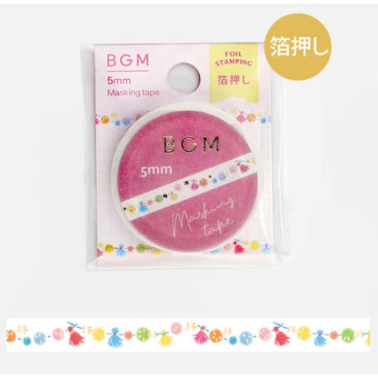 BGM 5mm x 5m Washi Tape with Foil Stamping