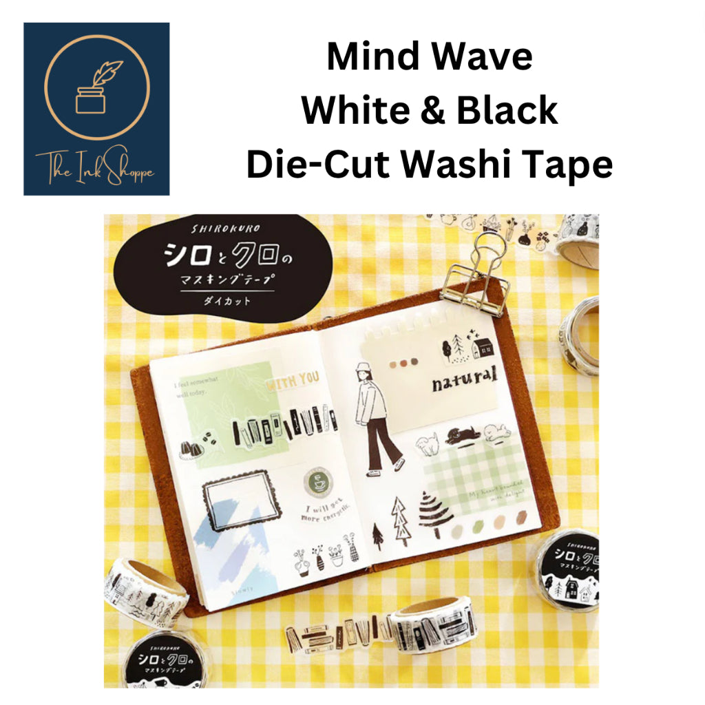 Mind Wave White & Black Die-Cut Washi Tape 18mm x 5m