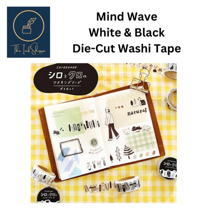 Mind Wave White & Black Die-Cut Washi Tape 18mm x 5m