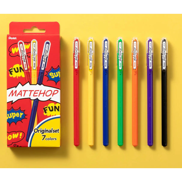 Pentel Mattehop 1.0mm Gel Pen Set of 7 Pens