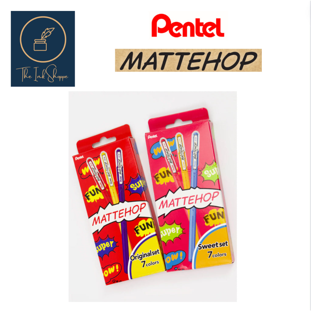 Pentel Mattehop 1.0mm Gel Pen Set of 7 Pens