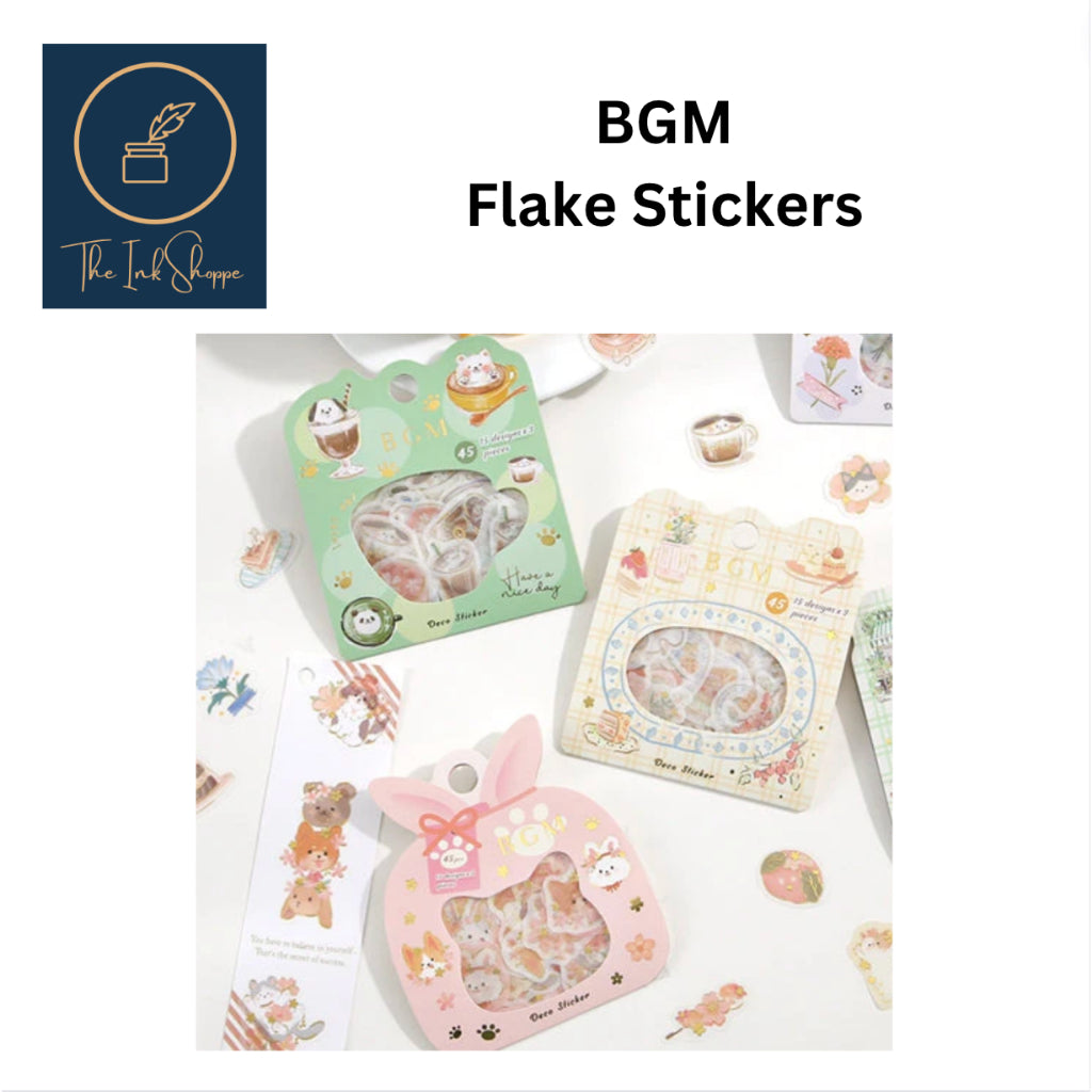 BGM Flake Stickers with Gold Foil Stamping - Pack of 45 Stickers