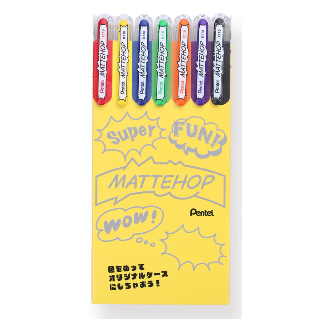 Pentel Mattehop 1.0mm Gel Pen Set of 7 Pens