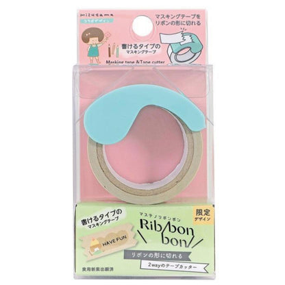 Kutsuwa Masteno Ribbon Bon x Mizutama Washi tape Cutter with Washi Tape