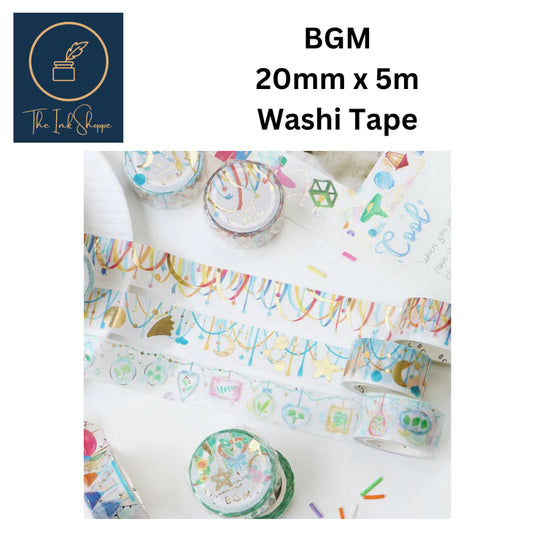 BGM 20mm x 5m Washi Tape with Gold-Foil Stamping