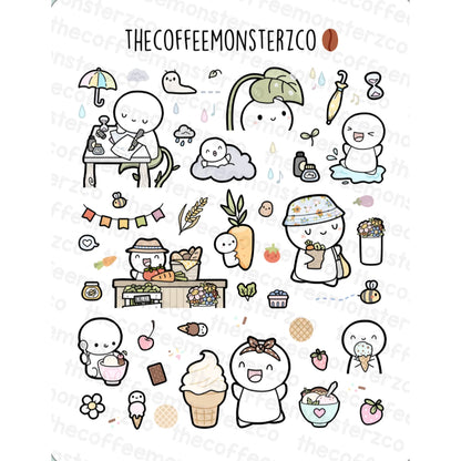 The Coffee Monsterz Co. Large Doodle Sticker